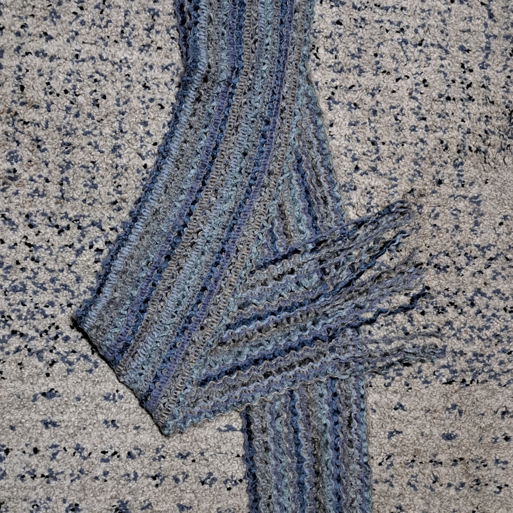 Elegant Blue and Gray Knit Scarf